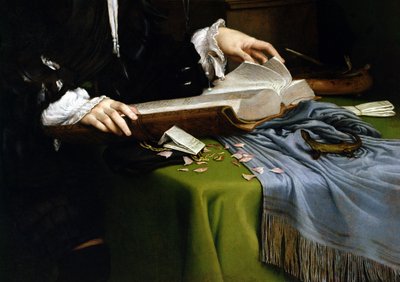 Portrait of a Gentleman in his Study, 1528-30 (detail) (post restoration) by Lorenzo Lotto